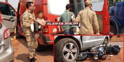 Pai e filho são socorridos pelos bombeiros após acidente de trânsito no Bairro Cidade...