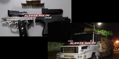 Armas e carga com madeira ilegal são apreendidos em operação da PM na zona rural de...