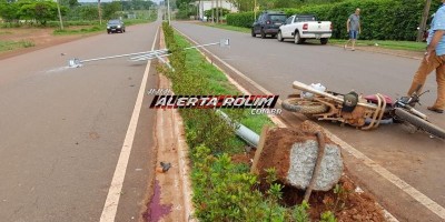 Motociclista fica gravemente ferido após colisão contra poste de iluminação em Rolim...