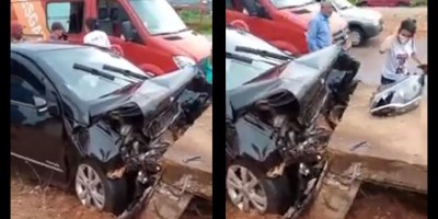 Rolim de Moura: Motorista perde controle de veículo e colide contra mureta de concreto...