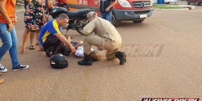 Terceiro acidente de sexta-feira deixa motociclista ferida em Rolim de Moura
