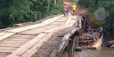 Caminhão cai de ponte na zona rural de Alta Floresta