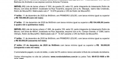 EDITAL DE LEILÃO DE ALIENAÇÃO FIDUCIÁRIA – 1º e 2º leilão