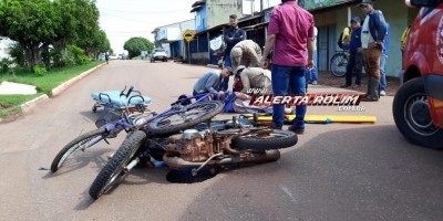 Ciclista fica ferido após ser atropelado por motocicleta em Rolim de Moura