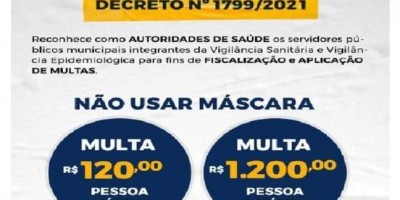 Imagem que circula nas redes sociais sobre decreto que permite aplicação de multa é...
