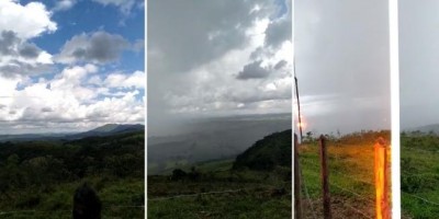 Homem flagra momento em que quase é atingido por raio em MG