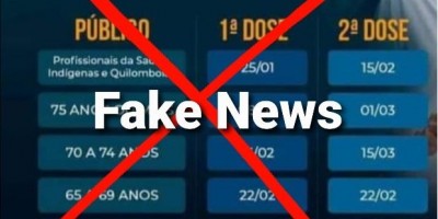 Imagem que circula nas redes sociais sobre data de vacinação contra covid-19 em RO é...
