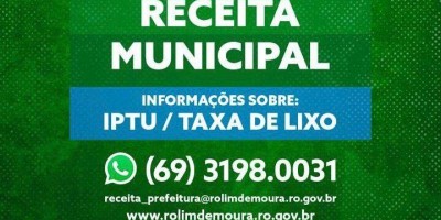 Rolim de Moura: Prazo para pagar IPTU com 20% de desconto termina amanhã