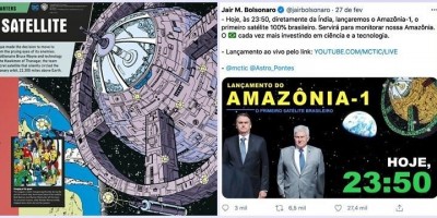 Ao divulgar lançamento do primeiro satélite brasileiro, Bolsonaro usa imagem dos...