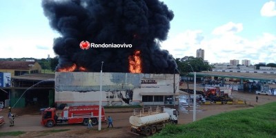 Incêndio de grandes proporções destrói empresa de venda de pneus em Porto Velho; veja...