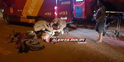 Ciclista é socorrido pelos bombeiros com fratura na perna após acidente com...