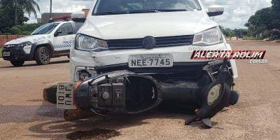 Mulher fica ferida após moto ser atingida por carro no Bairro Boa Esperança em Rolim de...
