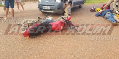 Colisão frontal entre moto e carro deixa um ferido no Bairro Boa Esperança, em Rolim de...