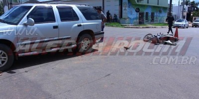 Motociclista sofre fratura na perna ao ser atingida por camionete no Centro de Rolim de...