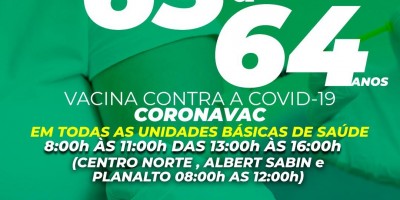 Idosos com 63 e 64 anos poderão receber a segunda dose contra covid-19 na próxima...