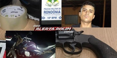 Homem é preso pela PM com arma de fogo e moto roubada em Rolim de Moura