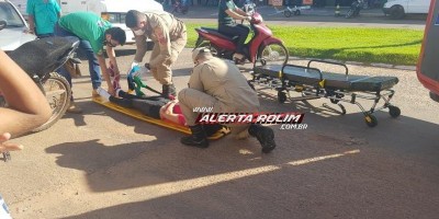 Motociclista fica ferido após acidente entre carro e moto em Rolim de Moura