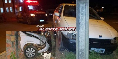 Após colisão entre veículos, carro atinge posto e outro destrói muro de residência...