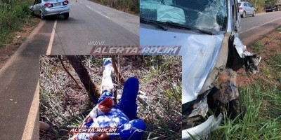 Motociclista é socorrido com possíveis fraturas após colisão entre moto e carro na...