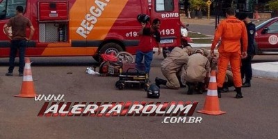 Motociclista fica ferido após colisão contra carro em Rolim de Moura