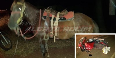 Motociclista fica ferido após colidir em cavalo na RO-383 em Rolim de Moura