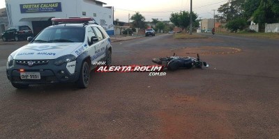 Motociclista fica ferido em acidente entre moto e carro em Rolim de Moura
