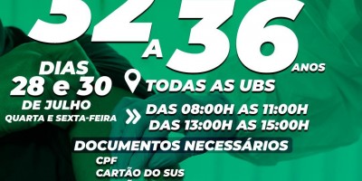 Rolim de Moura: Vacinação contra covid-19 para pessoas com idade entre 32 a 36 anos...