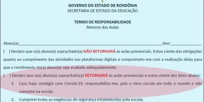 Na volta às aulas, pais terão que assinar termo isentando Estado de provável...