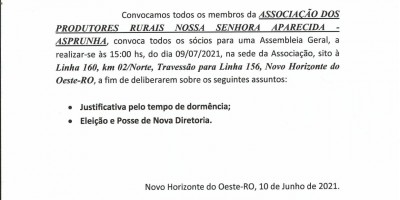 EDITAL DE CONVOCAÇÃO - ASPRUNHA