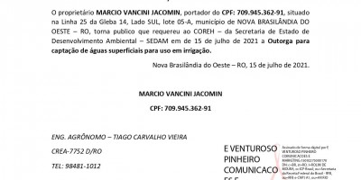SOLICITAÇÃO DE OUTORGA - MARCIO VANCINI JACOMINI 