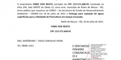 SOLICITAÇÃO DE OUTORGA - FABIO JOSE REATO