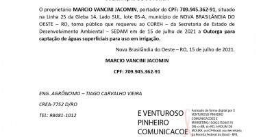 SOLICITAÇÃO DE OUTORGA - MARCIO VANCINI JACOMIN