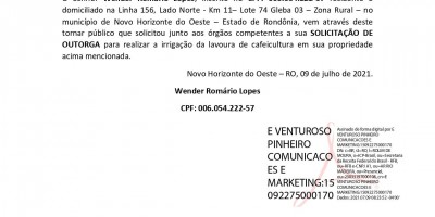 SOLICITAÇÃO DE OUTORGA - Wender Romário Lopes