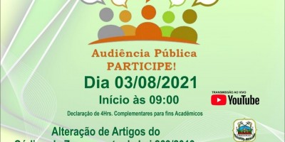 Rolim de Moura: Audiência Pública para debater alteração de artigos do Código de...