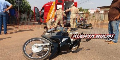 Motociclista inabilitado avança via preferencial e colide em carro em Rolim de Moura