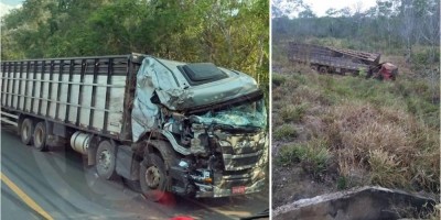 Caminhões boiadeiros batem de frente na BR-364 entre Vilhena e Pimenta Bueno; veja os...