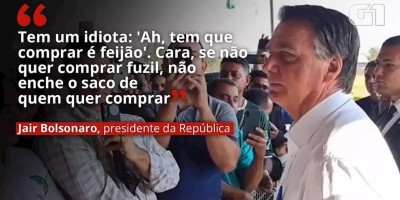Vídeo: Bolsonaro chama de 'idiota' aquele que prefere comprar feijão em vez de fuzil:...