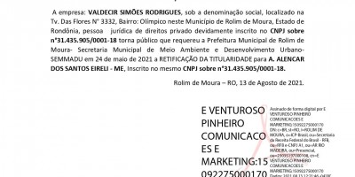 PEDIDO DE RETIFICAÇÃO DA TITULARIDADE