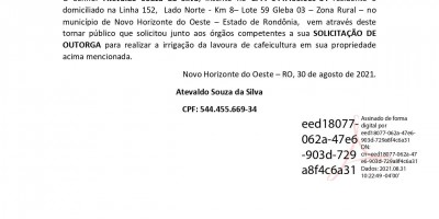 SOLICITAÇÃO DE OUTORGA - Atevaldo Souza da Silva