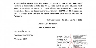 SOLICITAÇÃO DE OUTORGA  - Josiane Cole dos Santos