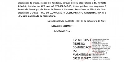 PEDIDO DE LICENCIAMENTO AMBIENTAL - NOVALDO SCHMIDT 