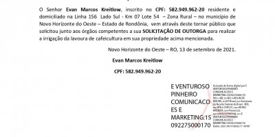 SOLICITAÇÃO DE OUTORGA - Evan Marcos Kreitlow 