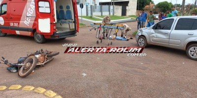 Motociclista fica ferido ao colidir na lateral de carro em Rolim de Moura
