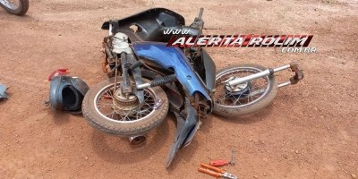 Moto fica destruída após jovem sofrer queda no bairro Industrial em Rolim de Moura