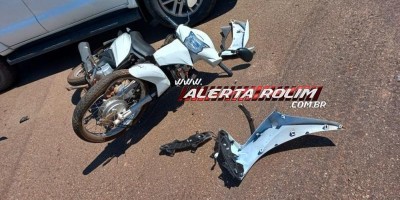 Colisão entre moto e camionete resultou em duas pessoas feridas em Rolim de Moura