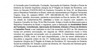 EDITAL DE CONVOCAÇÃO - ASSEMBLEIA GERAL 