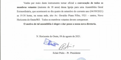 EDITAL DE CONVOCAÇÃO - ESPAÇO ESPERANÇA 