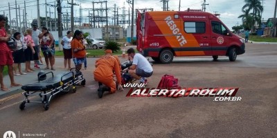 Motociclista sofre grave ferimento na cabeça após colidir contra carro em Rolim de Moura