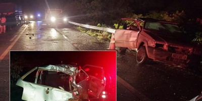 Colisão entre carro e carreta deixa homem morto e jovem ferida em Candeias