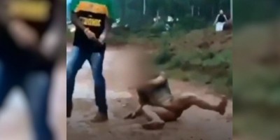 Jovem é laçado e arrastado no meio da lama no interior de Goiás; veja o vídeo